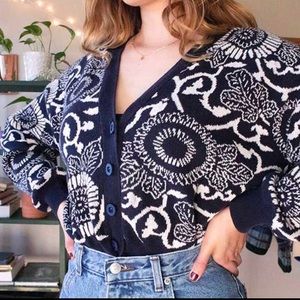 90s floral print cardigan